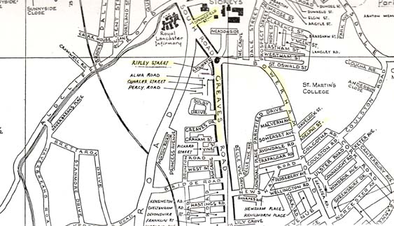 Map showing Charles Street, Scotforth