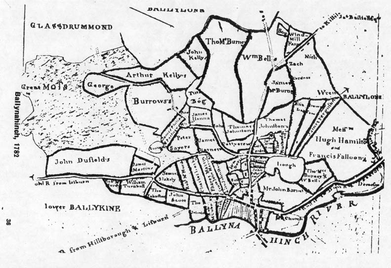 Map of Ballynahinch and area- 1782