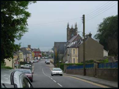 Rostrevor Church of Ireland spire and town